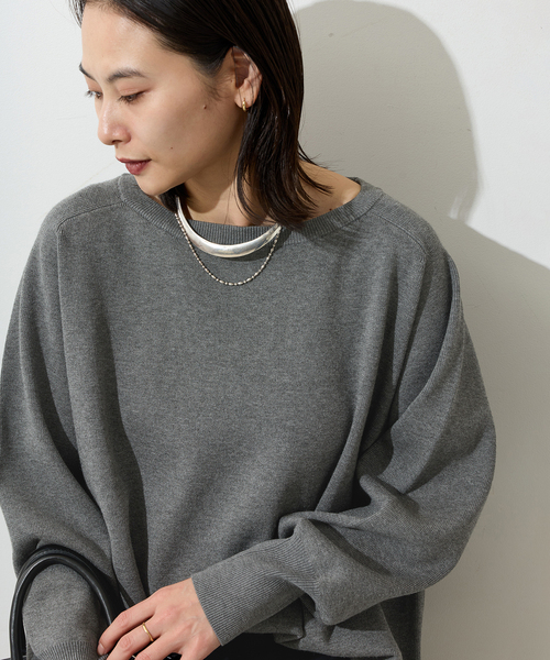 JOURNAL STANDARD（ジャーナルスタンダード）の「ウォッシャブルラグランプルオーバー（ニット/セーター・レディース・ブラック/チャコールグレー/ホワイト・FREE）」の3枚目の写真