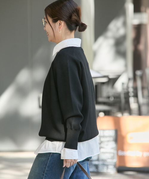 JOURNAL STANDARD（ジャーナルスタンダード）の「ウォッシャブルラグランプルオーバー（ニット/セーター・レディース・ブラック/チャコールグレー/ホワイト・FREE）」の9枚目の写真