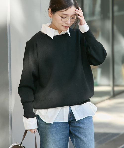 JOURNAL STANDARD（ジャーナルスタンダード）の「ウォッシャブルラグランプルオーバー（ニット/セーター・レディース・ブラック/チャコールグレー/ホワイト・FREE）」の11枚目の写真