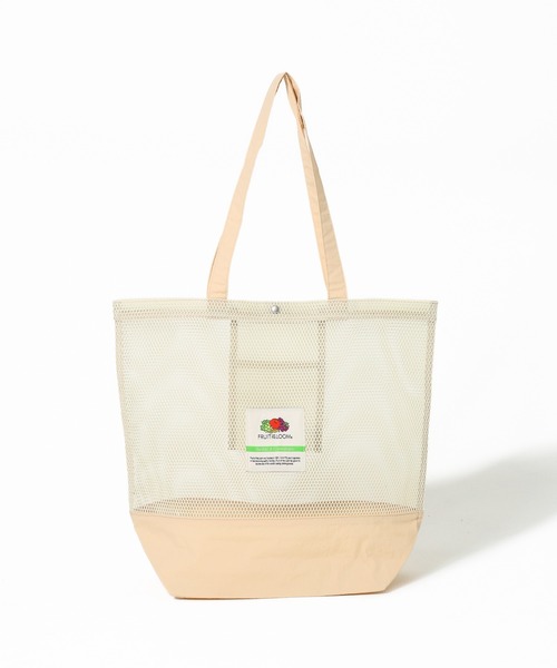FRUIT OF THE LOOM(フルーツオブザルーム)の「【FRUIT OF THE LOOM】EX MESH TOTE BAG L /フルーツオブザルーム メッシュトートバッグ Lサイズ(トートバッグ・メンズ・ベージュ/ネイビー/ミント/ブラック/イエロー・FREE)」の3枚目の写真