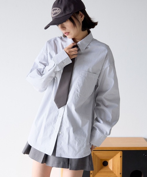 PBLIM(ページボーイリム)の「《UNISEX》ネクタイセットシャツ(シャツ/ブラウス・メンズ・ブルー/オフホワイト/グレー系その他・FREE)」の6枚目の写真