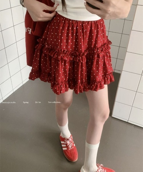 Ritzy(リッツィー)の「フリルデザイン ドットミニスカート(スカート・レディース・ブラック/レッド・M/L/S)」の21枚目の写真