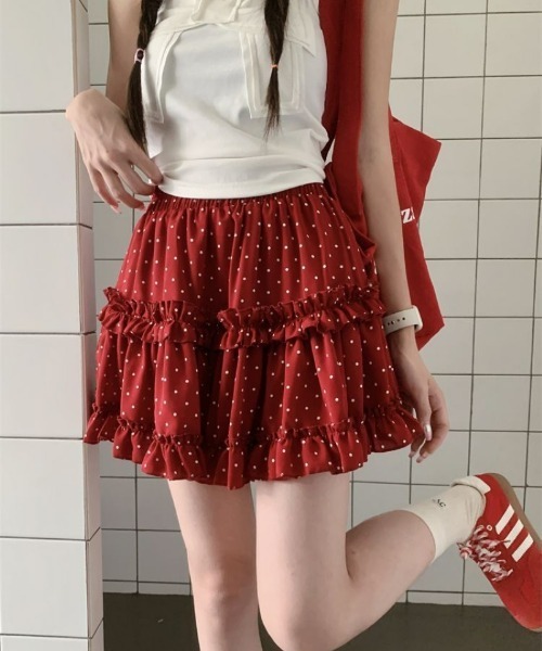 Ritzy(リッツィー)の「フリルデザイン ドットミニスカート(スカート・レディース・ブラック/レッド・M/L/S)」の19枚目の写真