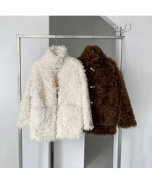 Fluffy High Neck Duffle Faux Fur Jacket (2colors)