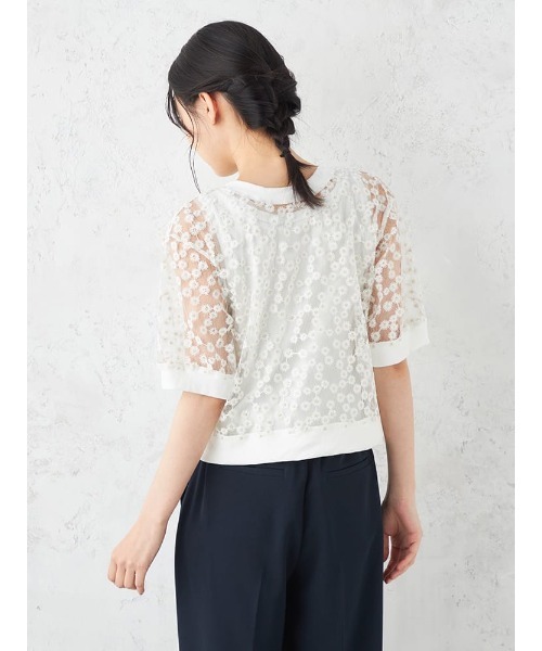 HARUYAMA(ハルヤマ)の「Emilyan デイジー刺繍レース半袖カーディガン(カーディガン/ボレロ・レディース・ホワイト/ブラック/サックスブルー・F)」の8枚目の写真