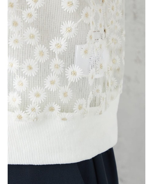HARUYAMA(ハルヤマ)の「Emilyan デイジー刺繍レース半袖カーディガン(カーディガン/ボレロ・レディース・ホワイト/ブラック/サックスブルー・F)」の4枚目の写真
