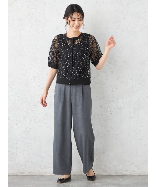 HARUYAMA(ハルヤマ)の「Emilyan デイジー刺繍レース半袖カーディガン(カーディガン/ボレロ・レディース・ホワイト/ブラック/サックスブルー・F)」の10枚目の写真