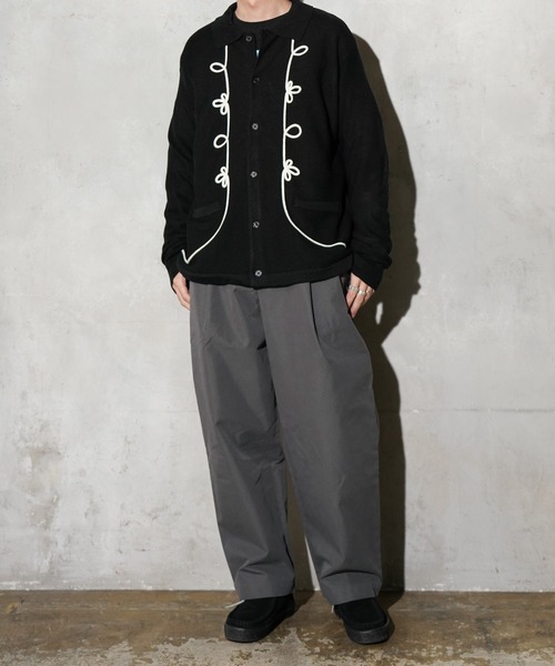 PENNEYS(ぺニーズ)の「PENNEY'S / ぺニーズ ROPE EMBROIDERY POLO CARDIGAN ロープ刺繍 ポロカーディガン(カーディガン/ボレロ・メンズ・ブラック×ホワイト/ホワイト・MEDIUM/LARGE/SMALL)」の6枚目の写真