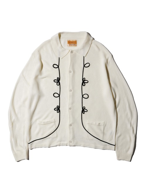 PENNEYS(ぺニーズ)の「PENNEY'S / ぺニーズ ROPE EMBROIDERY POLO CARDIGAN ロープ刺繍 ポロカーディガン(カーディガン/ボレロ・メンズ・ブラック×ホワイト/ホワイト・MEDIUM/LARGE/SMALL)」の7枚目の写真
