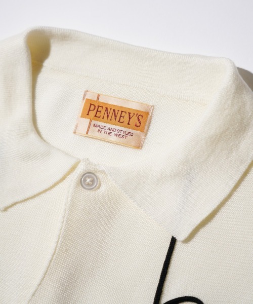 PENNEYS(ぺニーズ)の「PENNEY'S / ぺニーズ ROPE EMBROIDERY POLO CARDIGAN ロープ刺繍 ポロカーディガン(カーディガン/ボレロ・メンズ・ブラック×ホワイト/ホワイト・MEDIUM/LARGE/SMALL)」の8枚目の写真