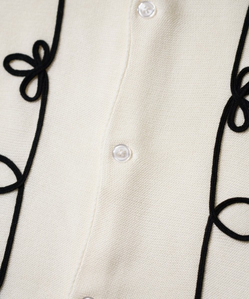 PENNEYS(ぺニーズ)の「PENNEY'S / ぺニーズ ROPE EMBROIDERY POLO CARDIGAN ロープ刺繍 ポロカーディガン(カーディガン/ボレロ・メンズ・ブラック×ホワイト/ホワイト・MEDIUM/LARGE/SMALL)」の10枚目の写真