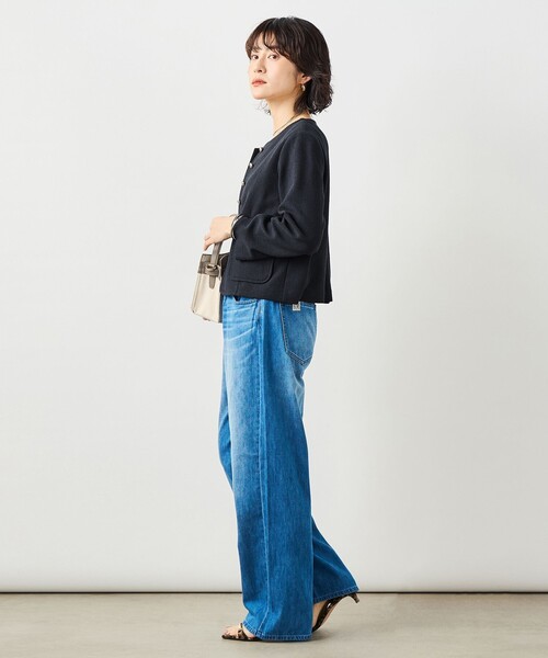 NOLLEY’S Sophi（ノーリーズソフィ）の「ウォッシャブルラッセルリングカーデジャケット（ノーカラージャケット・レディース・ネイビー/オフホワイト・38）」の19枚目の写真