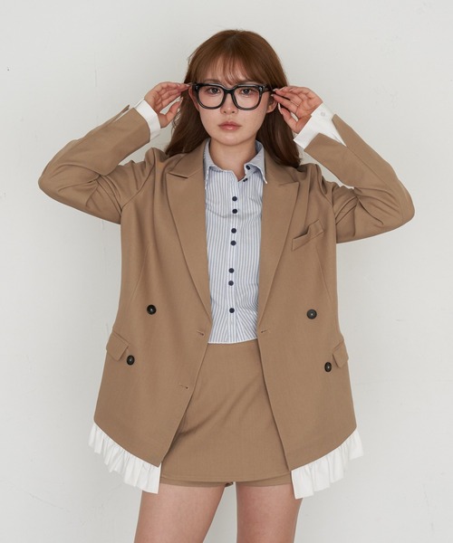 RAY CASSIN（レイカズン）の「【SET UPで着られる！】フリルベルト付ジャケット（テーラードジャケット・レディース・ベージュ/グレー系その他2/グレー・FREE）」の3枚目の写真