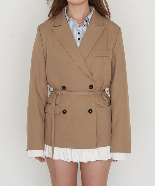 RAY CASSIN（レイカズン）の「【SET UPで着られる！】フリルベルト付ジャケット（テーラードジャケット・レディース・ベージュ/グレー系その他2/グレー・FREE）」の22枚目の写真