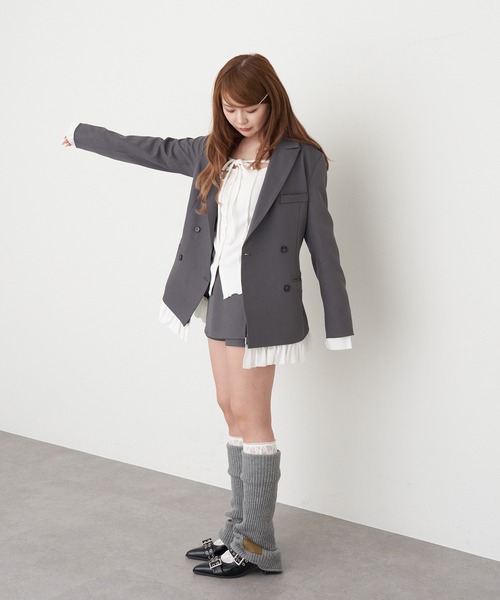 RAY CASSIN（レイカズン）の「【SET UPで着られる！】フリルベルト付ジャケット（テーラードジャケット・レディース・ベージュ/グレー系その他2/グレー・FREE）」の15枚目の写真