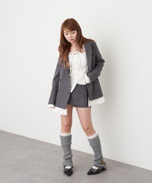 RAY CASSIN（レイカズン）の「【SET UPで着られる！】フリルベルト付ジャケット（テーラードジャケット・レディース・ベージュ/グレー系その他2/グレー・FREE）」の14枚目の写真