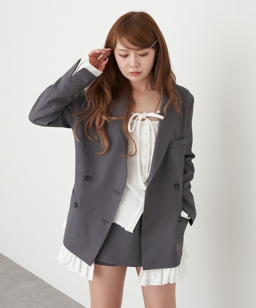 RAY CASSIN（レイカズン）の「【SET UPで着られる！】フリルベルト付ジャケット（テーラードジャケット・レディース・ベージュ/グレー系その他2/グレー・FREE）」の13枚目の写真