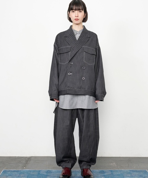 Nora Lily（ノラリリー）の「【Nora Lily】Pin Stripe Easy Barrel Pants（その他パンツ・メンズ・インディゴブルー/ブラック・FREE）」の10枚目の写真