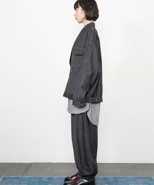 Nora Lily（ノラリリー）の「【Nora Lily】Pin Stripe Easy Barrel Pants（その他パンツ・メンズ・インディゴブルー/ブラック・FREE）」の11枚目の写真