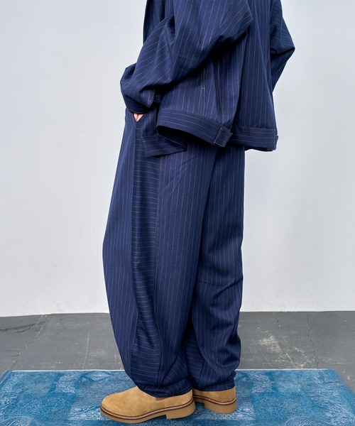 Nora Lily（ノラリリー）の「【Nora Lily】Pin Stripe Easy Barrel Pants（その他パンツ・メンズ・インディゴブルー/ブラック・FREE）」の18枚目の写真