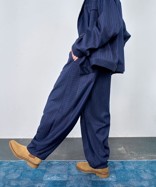 Nora Lily（ノラリリー）の「【Nora Lily】Pin Stripe Easy Barrel Pants（その他パンツ・メンズ・インディゴブルー/ブラック・FREE）」の19枚目の写真