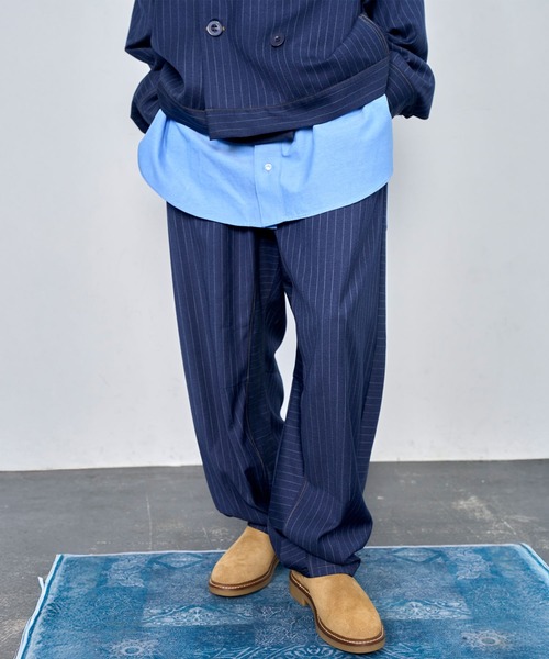 Nora Lily（ノラリリー）の「【Nora Lily】Pin Stripe Easy Barrel Pants（その他パンツ・メンズ・インディゴブルー/ブラック・FREE）」の20枚目の写真
