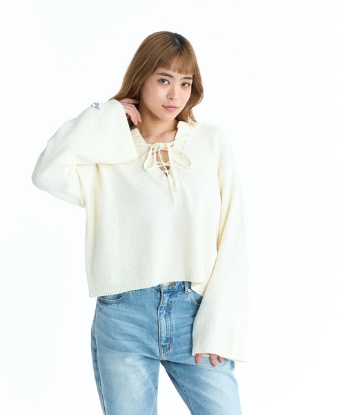 ROXY(ロキシー)の「ROXY ウィメンズ CHEERFUL ニットトップス 2WAY【2026年春夏モデル】(ニット/セーター・レディース・ナチュラル/ブルー/グリーン/パープル・LARGE/MEDIUM)」の2枚目の写真