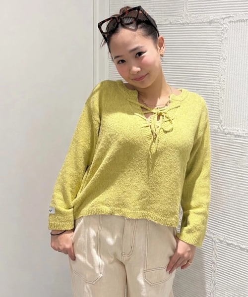 ROXY(ロキシー)の「ROXY ウィメンズ CHEERFUL ニットトップス 2WAY【2026年春夏モデル】(ニット/セーター・レディース・ナチュラル/ブルー/グリーン/パープル・LARGE/MEDIUM)」の3枚目の写真