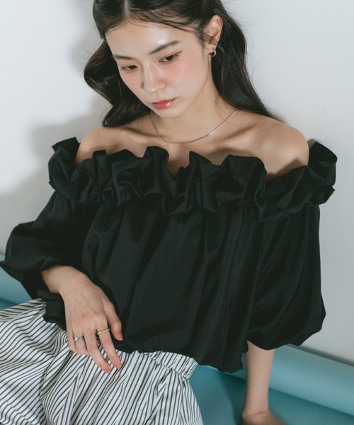 VANNIE U(ヴァニーユー)の「ホイップバルーンオフショルブラウス(シャツ/ブラウス・レディース・ピンク/ホワイト/ブラック・FREE)」の7枚目の写真