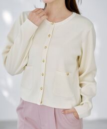 ゴールドボタンニットカーディガン 【低身長・小柄女性】