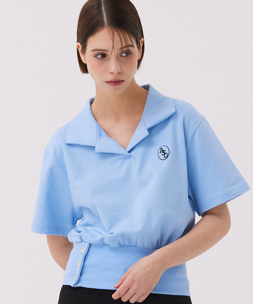 AWESOME STUDIO(オーサムスタジオ)の「ボタン装飾カラー半袖Tシャツブラック(ポロシャツ・レディース・ブラック・FREE)」の6枚目の写真