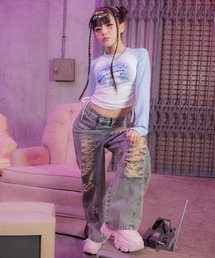 ANAP GｉRL | ハイクラッシュ ワイドパンツ(デニムパンツ)