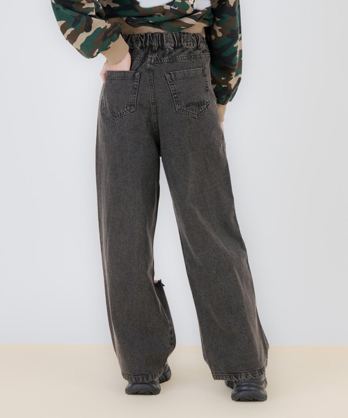ANAP GｉRL（アナップガール）の「ハイクラッシュ ワイドパンツ（デニムパンツ・キッズ・ブラック/ブルー・S/M/XS）」の6枚目の写真