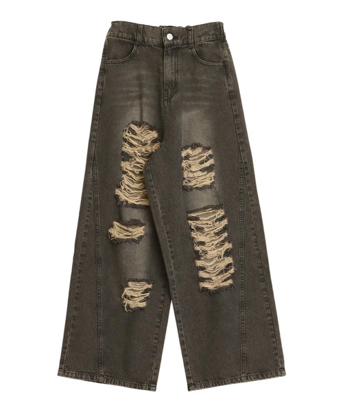 ANAP GｉRL（アナップガール）の「ハイクラッシュ ワイドパンツ（デニムパンツ・キッズ・ブラック/ブルー・S/M/XS）」の20枚目の写真