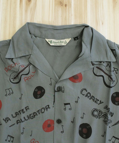 Schott(ショット)の「ROCK’N ROLL RAYON SHIRT(シャツ/ブラウス・メンズ・チャコールグレー/オフホワイト・XXL/XL/L/M)」の11枚目の写真