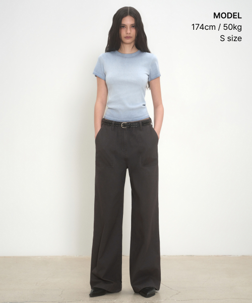 MUSINSA STANDARD WOMAN（ムシンサスタンダードウーマン）の「ウィメンズダーティダイドスリムクルーネックTシャツ[ダスティブルー]（Tシャツ/カットソー・レディース・その他・SMALL/MEDIUM/LARGE/X-SMALL）」の6枚目の写真