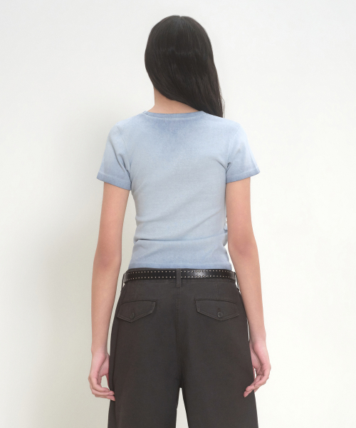 MUSINSA STANDARD WOMAN（ムシンサスタンダードウーマン）の「ウィメンズダーティダイドスリムクルーネックTシャツ[ダスティブルー]（Tシャツ/カットソー・レディース・その他・SMALL/MEDIUM/LARGE/X-SMALL）」の7枚目の写真