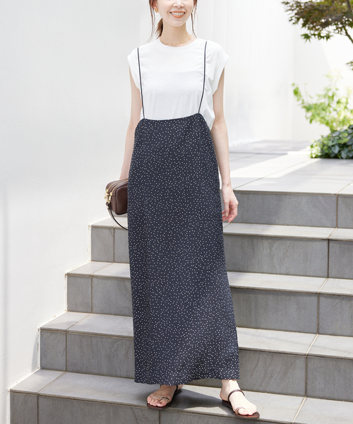 SLOBE IENA（スローブイエナ）の「《2枚セット/追加》アイラインキャミワンピース×ノースリーブTEEセット（ワンピース・レディース・ブラック/ブラックミックス・FREE）」の10枚目の写真