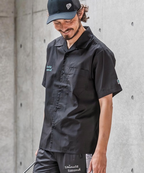 1minute 1second(ワンミニットワンセカンド)の「mhs2565-1M1S back-twill open collar shirt オープンカラーシャツ(1M26N170)(シャツ/ブラウス・メンズ・ネイビー/ブラック×ホワイト/ブラック×ブルー・XL/L/M/S)」の5枚目の写真