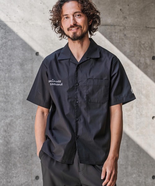 1minute 1second(ワンミニットワンセカンド)の「mhs2565-1M1S back-twill open collar shirt オープンカラーシャツ(1M26N170)(シャツ/ブラウス・メンズ・ネイビー/ブラック×ホワイト/ブラック×ブルー・XL/L/M/S)」の14枚目の写真
