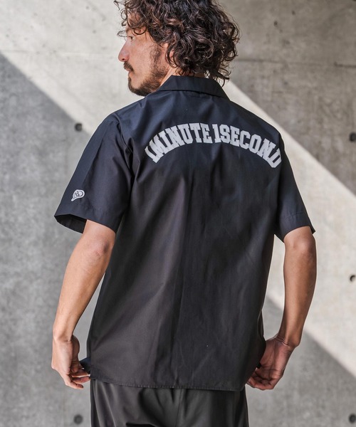 1minute 1second(ワンミニットワンセカンド)の「mhs2565-1M1S back-twill open collar shirt オープンカラーシャツ(1M26N170)(シャツ/ブラウス・メンズ・ネイビー/ブラック×ホワイト/ブラック×ブルー・XL/L/M/S)」の15枚目の写真