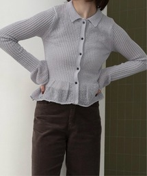 lawgy（ラウジー）の「mix flare collar accent button knit / ミックスフレアカラーアクセントボタンニット（ニット/セーター）」