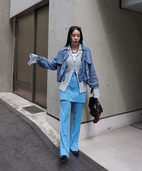 Ameri（アメリ）の「WRAP BELT SET RIB PANTS（その他パンツ・レディース・ホワイト/イエロー/ライトブルー・SMALL/MEDIUM）」の17枚目の写真