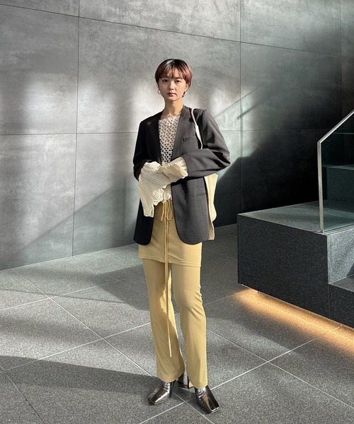 Ameri（アメリ）の「WRAP BELT SET RIB PANTS（その他パンツ・レディース・ホワイト/イエロー/ライトブルー・SMALL/MEDIUM）」の18枚目の写真