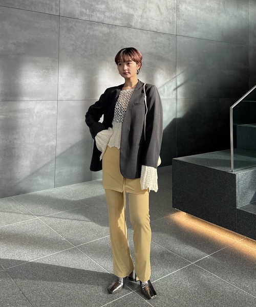 Ameri（アメリ）の「WRAP BELT SET RIB PANTS（その他パンツ・レディース・ホワイト/イエロー/ライトブルー・SMALL/MEDIUM）」の19枚目の写真