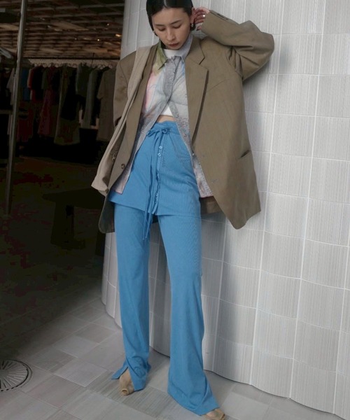 Ameri（アメリ）の「WRAP BELT SET RIB PANTS（その他パンツ・レディース・ホワイト/イエロー/ライトブルー・SMALL/MEDIUM）」の12枚目の写真