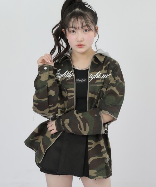 【june様宛名】ヒス×ネイバーフッドコラボ:迷彩柄ダブルジッパーアウター フード付 ダブルジップ ジャケット シャツ（その他アウター）｜ANAP
