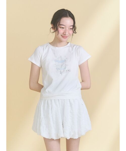 merry jenny（メリージェニー）の「あの日のメリーゴーランドtee（Tシャツ/カットソー・レディース・ミント/アイボリー/オフホワイト・FREE）」の5枚目の写真