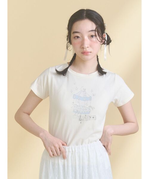 merry jenny（メリージェニー）の「あの日のメリーゴーランドtee（Tシャツ/カットソー・レディース・ミント/アイボリー/オフホワイト・FREE）」の10枚目の写真