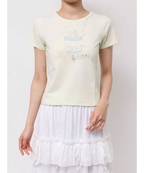 merry jenny(メリージェニー)の「あの日のメリーゴーランドtee(Tシャツ/カットソー・レディース・ミント/アイボリー/オフホワイト・FREE)」の4枚目の写真